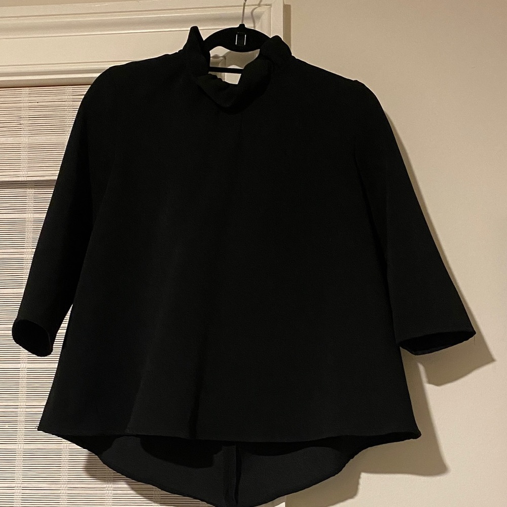 Pomander Place Black Women's Blouse Bow Back Swing Shirt